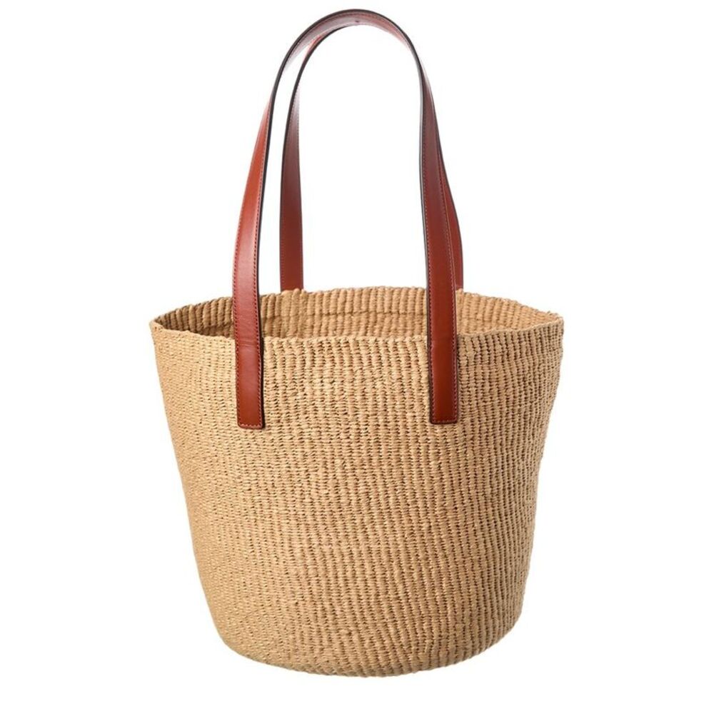 Chloé Horse Medal Large Paper & Leather Basket Tote, Brown - Picture 2 of 4